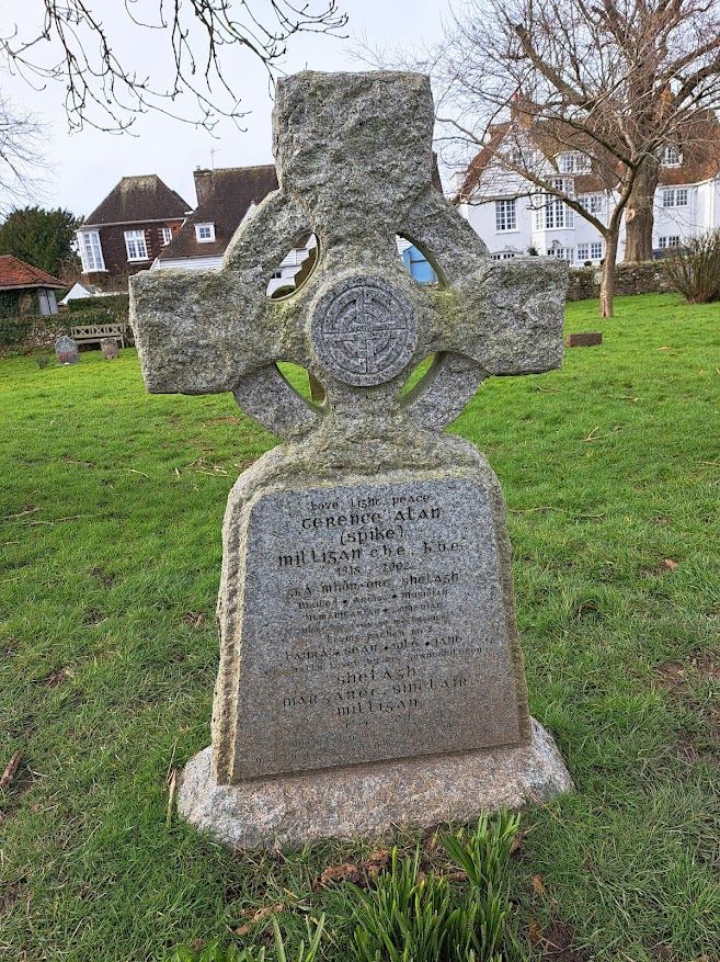 Photograph of the headstone erected in memory of Terence Alan (Spike) Milligan CBE, KBE (1918-2002)
Writer - Artist - Musician - Humanitarian - Comedian