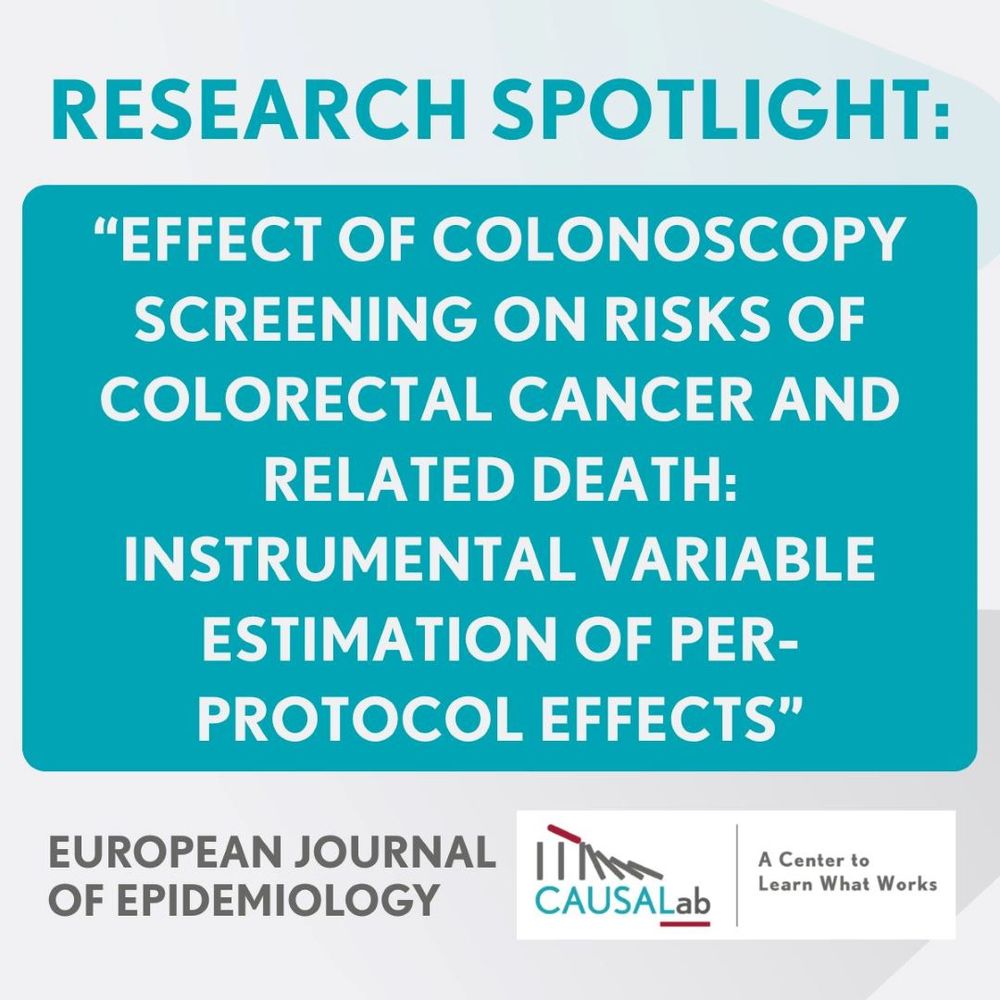 Publication in European Journal of Epidemiology: “Effect of colonoscopy screening on risks of colorectal cancer and related death: instrumental variable estimation of per-protocol effects”