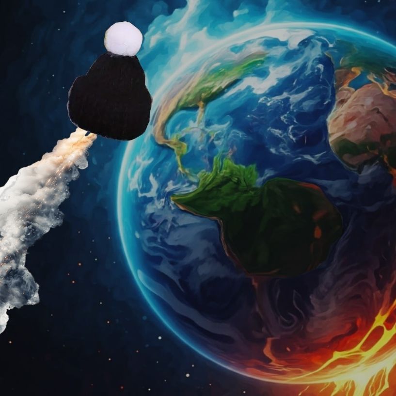 The planet forming with a small beanie revolving around it 