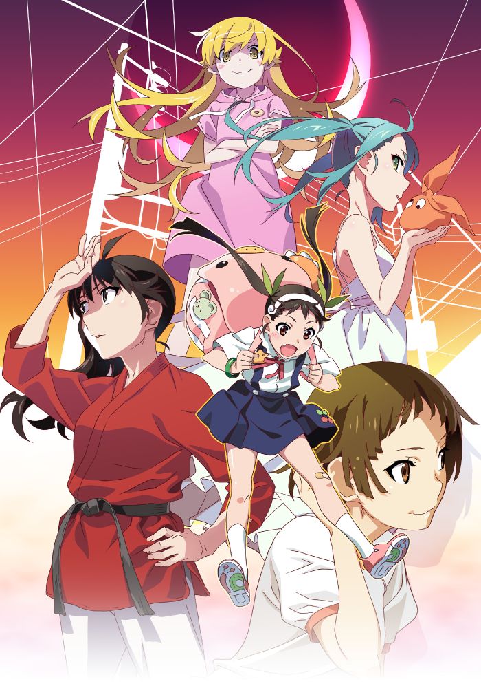 New Monogatari Series Off & Monster Season Key Visual for the next season. Featuring Oshino Shinobu, Ononoki Yotsugi, Araragi Karen, Hachikuiji Mayoi, and Sengoku Nadeko