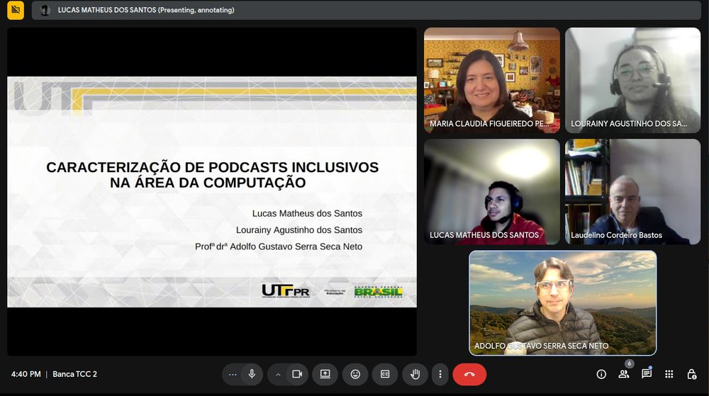 
Título da apresentação:
"Caracterização de Podcasts Inclusivos na Área da Computação"





Participantes:

Lucas Matheus dos Santos
Lourainy Agustinho dos Santos
Adolfo Gustavo Serra Seca Neto
Maria Claudia Figueiredo
Laudelino Cordeiro Bastos



