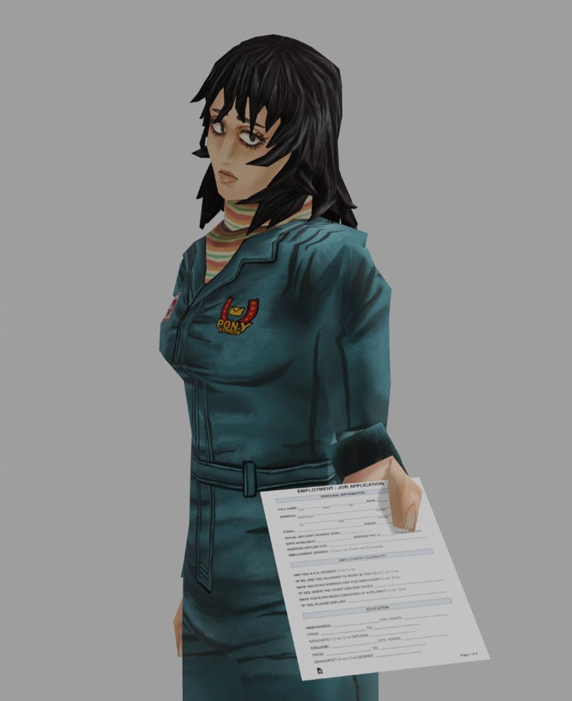 Anya from Mouthwashing is giving you a job application. BOO!