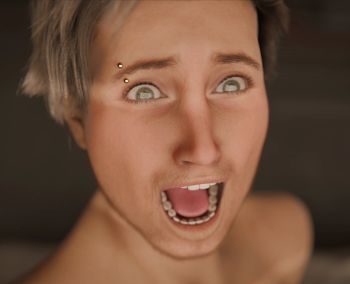 3d computer generated man frightened and screaming.