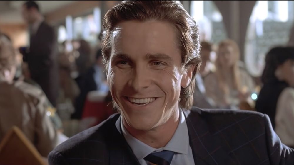 patrick bateman strained smile