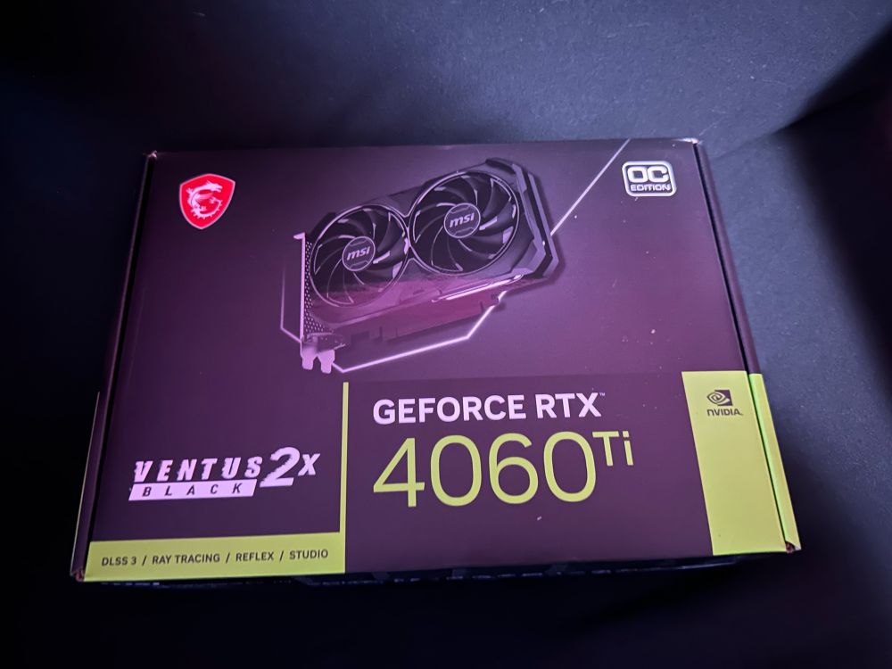 MSI Ventura Black 2X GeForce RTX 4060Ti graphics card