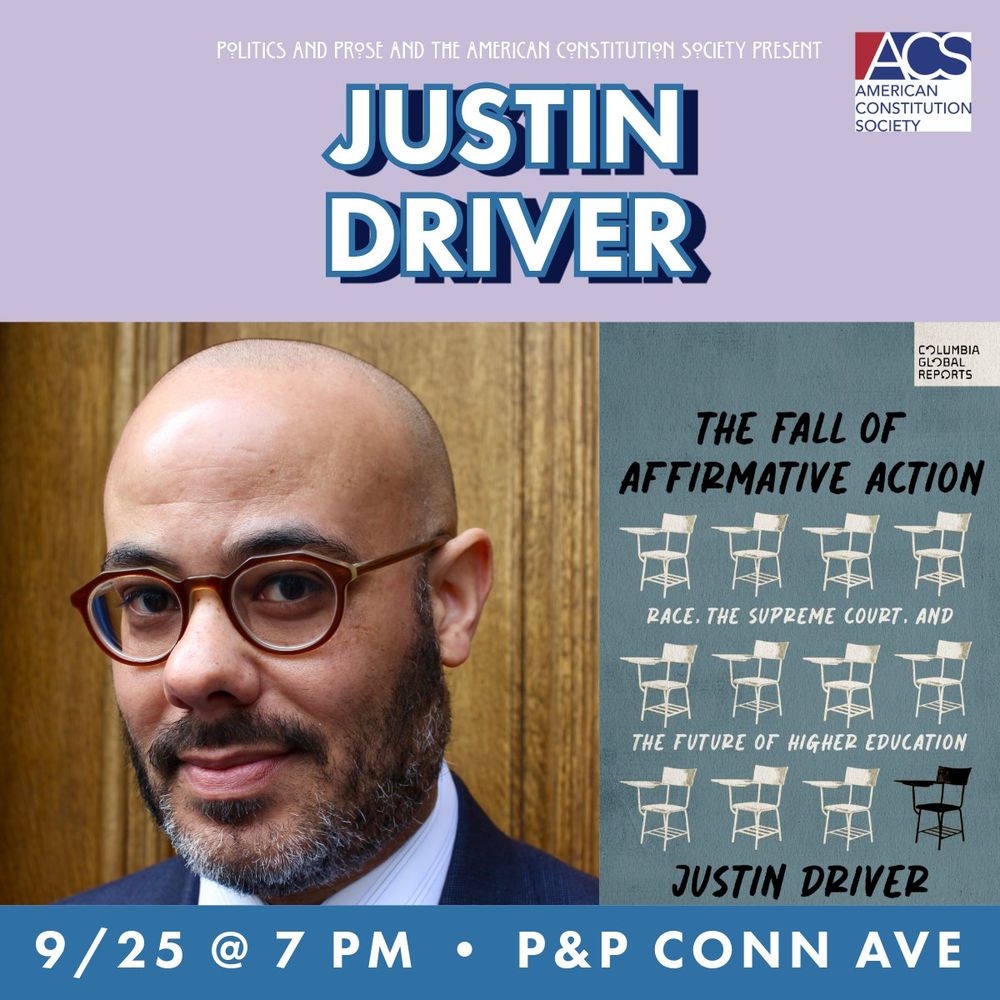 Politics and Prose and the American Constitution Society present Justin Driver
9/25 @ 7pm, P&P Conn Ave

with a photo of Justin Driver next to the book's cover image