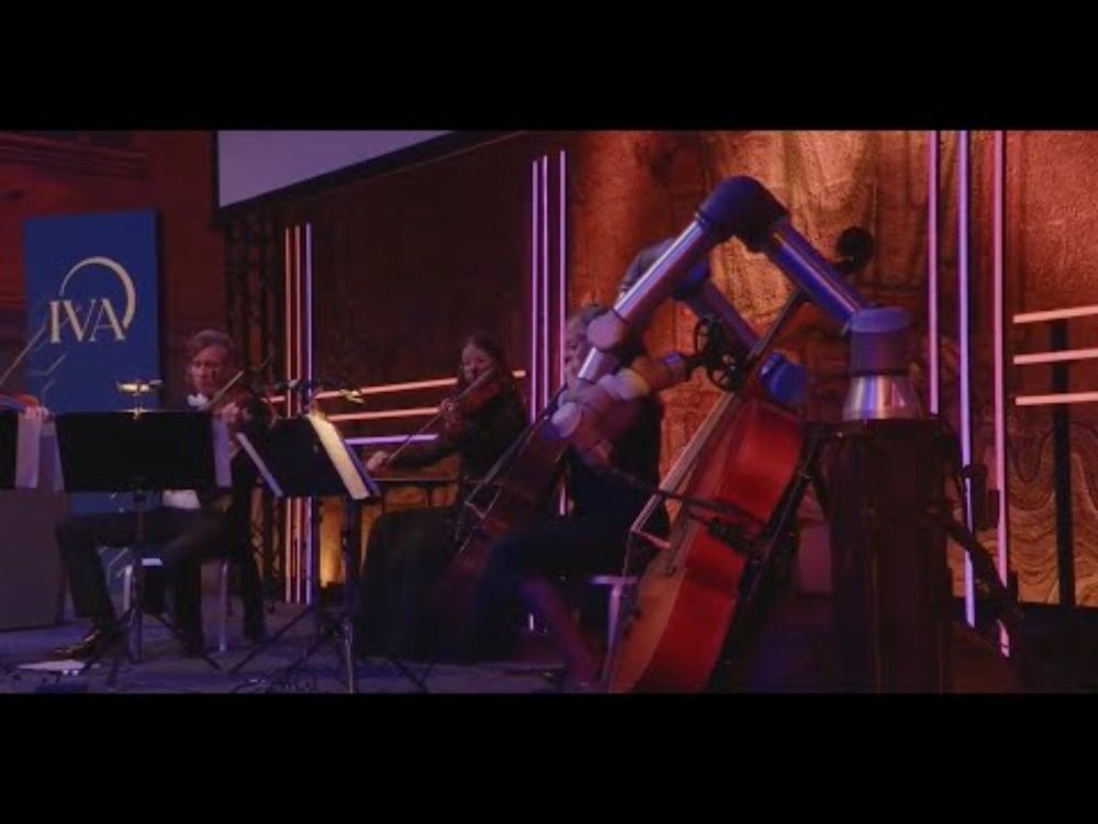 Industrial robot performs cello piece specially composed by world-renowned composer Jacob Mühlrad