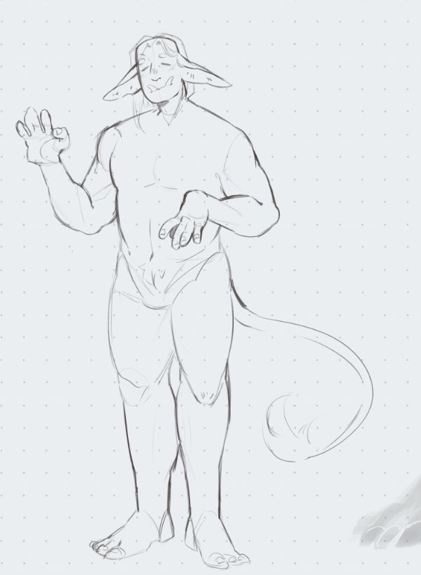 A simple sketch of a goblinoid (?) or Orcish fella, a chubby guy.