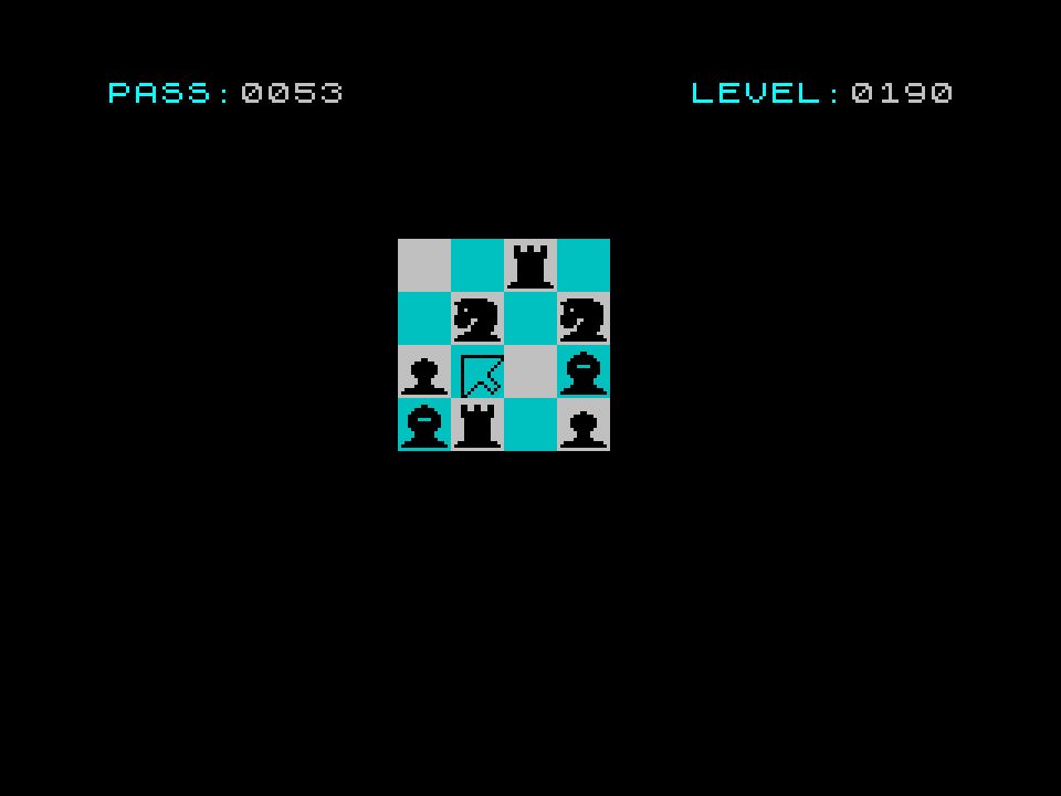 Master Piece on the ZX Spectrum. Pieces are laid out on a 4x4 chess board. Doesn't look like much, if we're honest, but it'll melt your brain. 