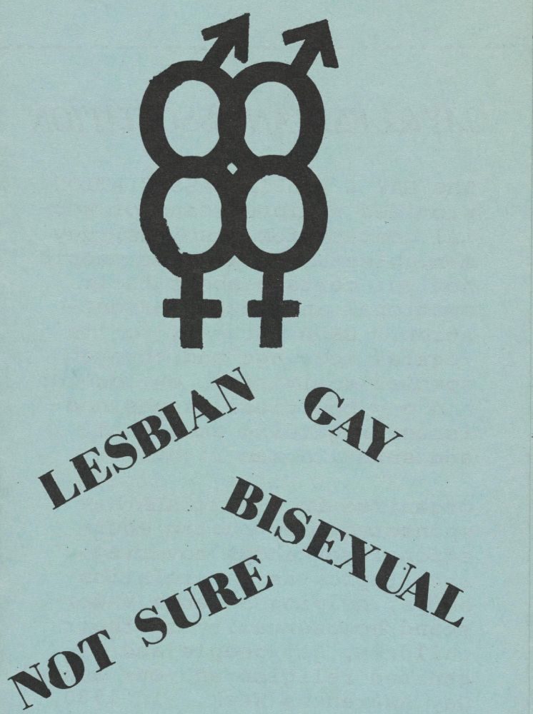 Crop of LGBTQ+ community information and support groups pamphlet, Athens, Ohio. Ohio University and Athens LGBTQ+ Collection. Ohio University Libraries, Mahn Center for Archives & Special Collections.
