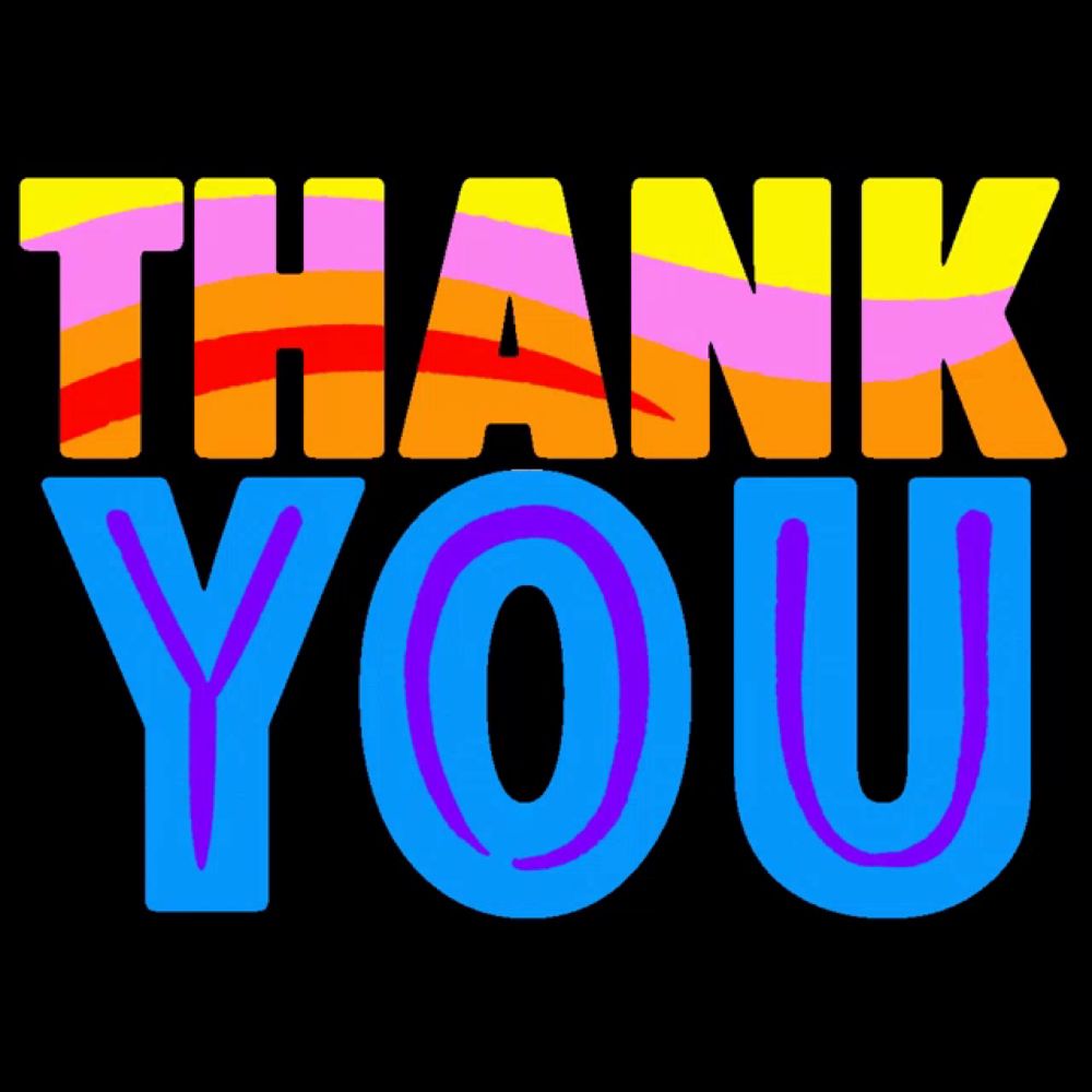 a colorful sign that says thank you on it