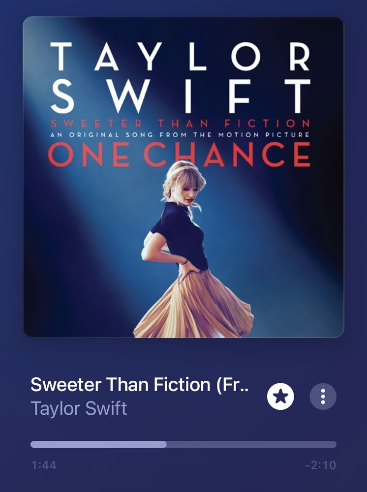 screenshot of apple music showing sweeter than fiction by taylor swift