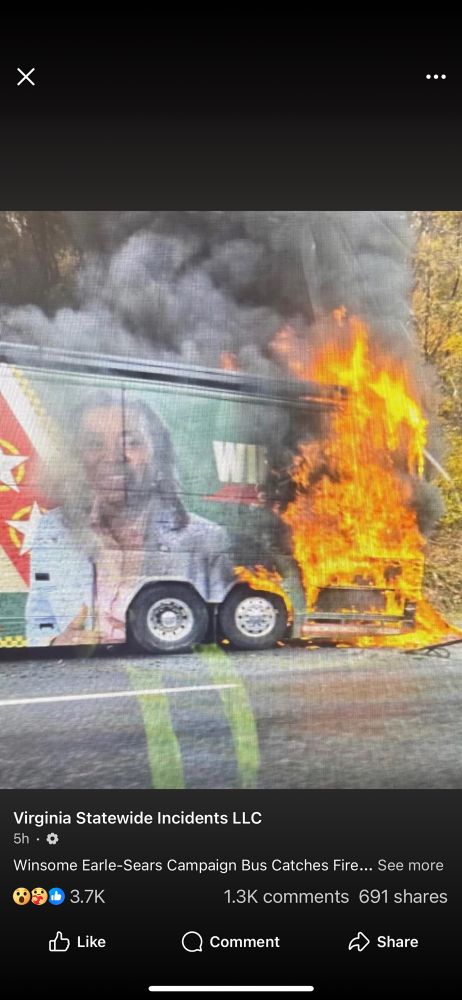 Winsome Earle-Sears bus on fire