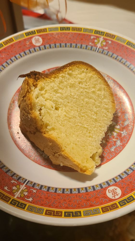 a slice of delicious ass pound cake on our plate
