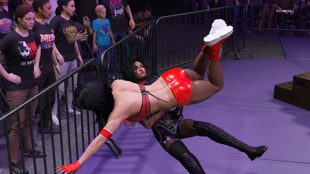 Renee connecting the suicide dive into Cuifen