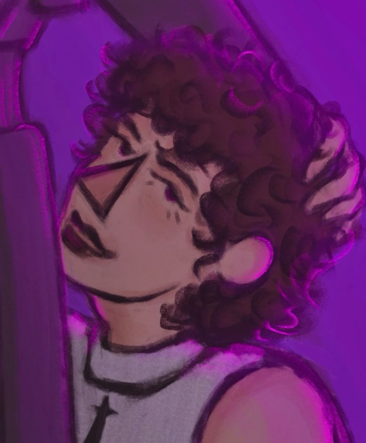 zoomed in newer sister daniel digital drawing. shes looking seductively at the viewer 
