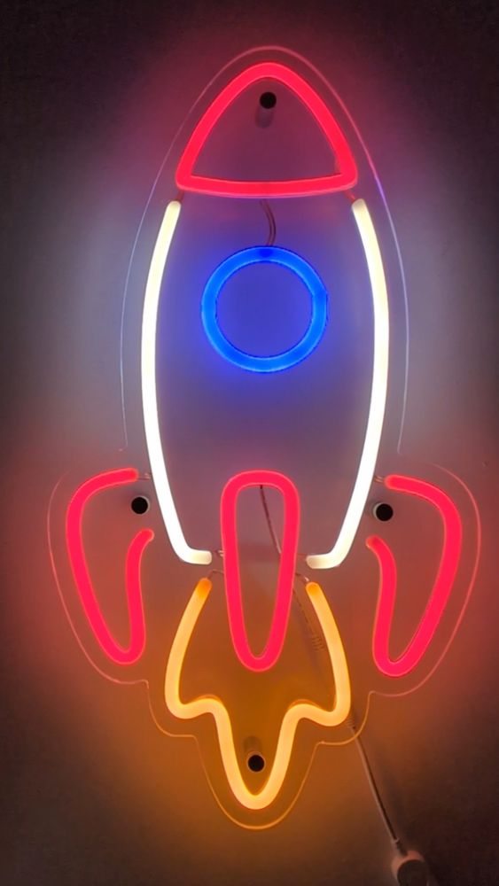 Rocket lamp made with led and sillicone tube to create a neon vibe