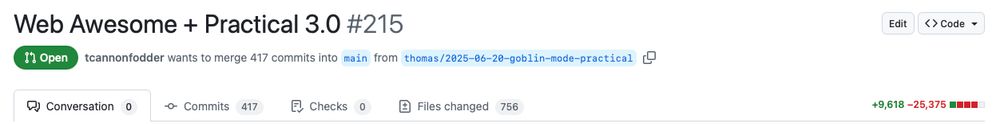 A pull request that has over 9,000 lines added, and over 25,000 lines deleted