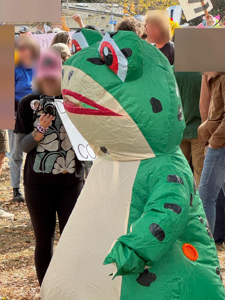 "Portland" frog at protest in Roc NY 