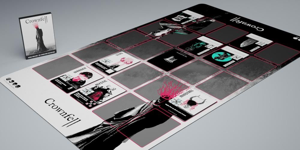 chess-like card game on play mat