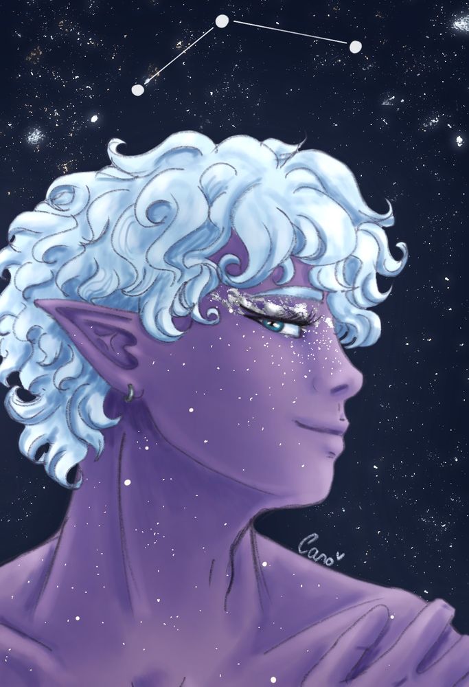 Drow man posing under the stars 