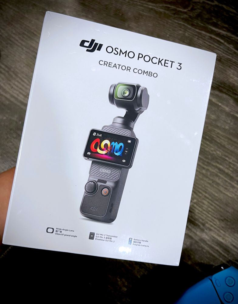 A capture of the packaging for my new DJI Osmo Pocket 3 Creator Combo camera I received this evening.