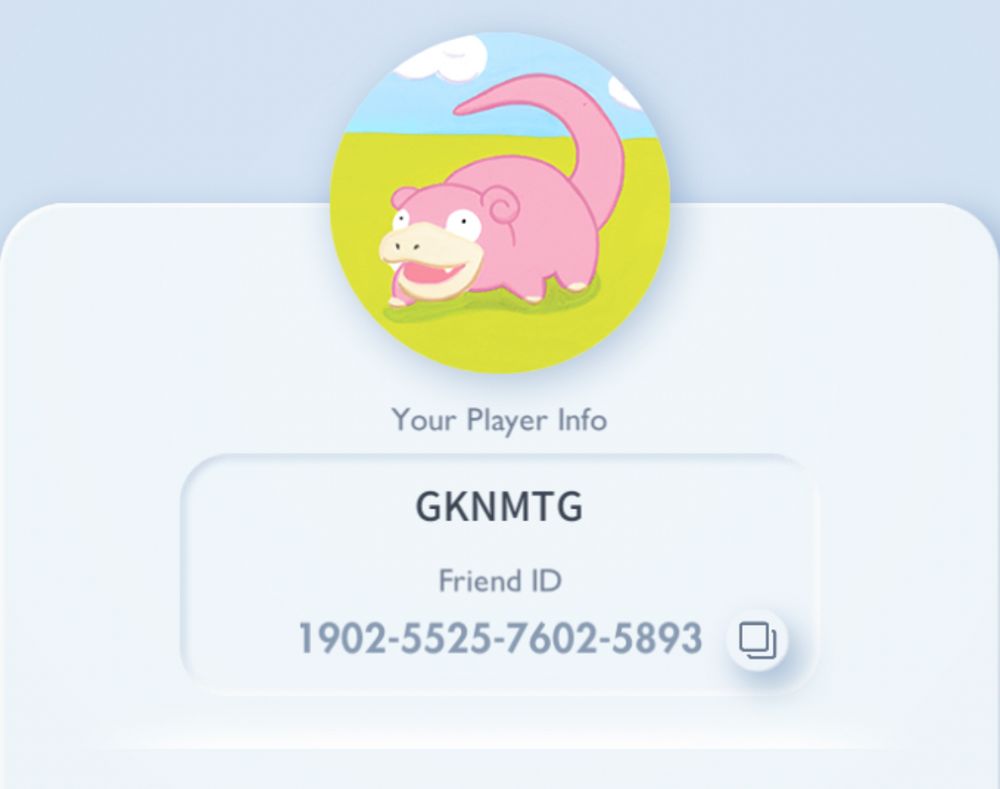 Screenshot of my PTCGP profile and friend code