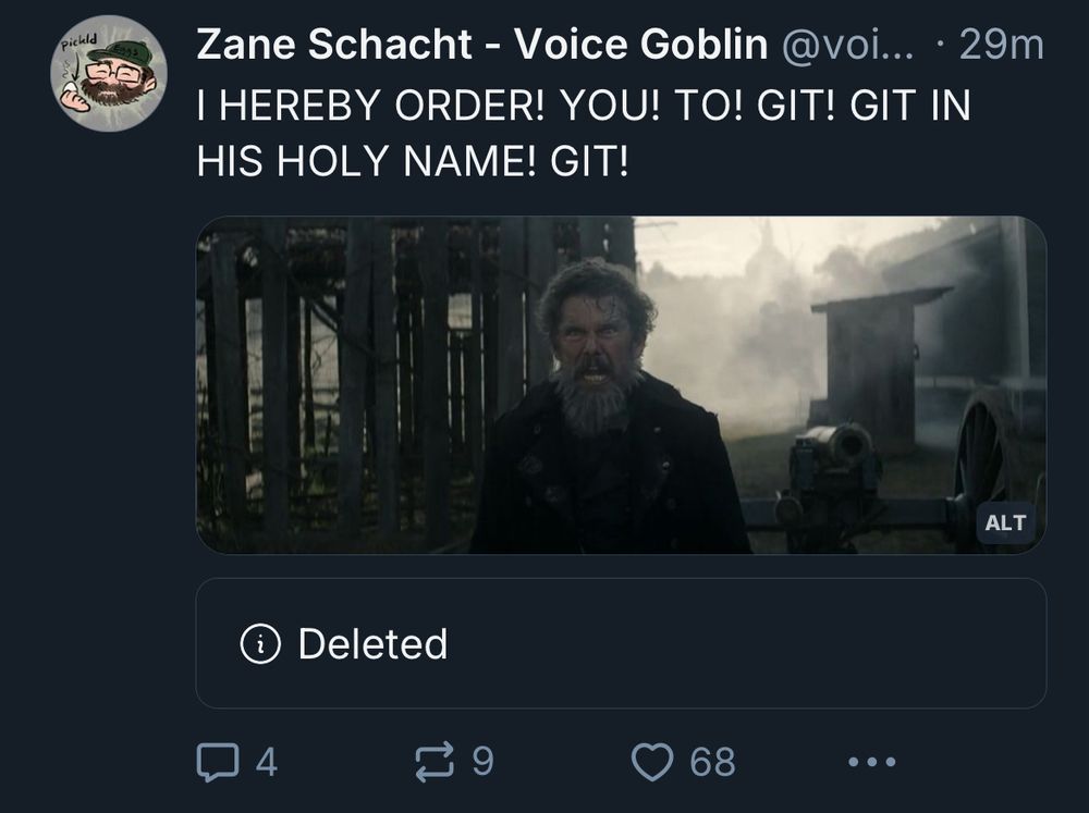 Screenshot of a commeny by Zane on a now deleted post 