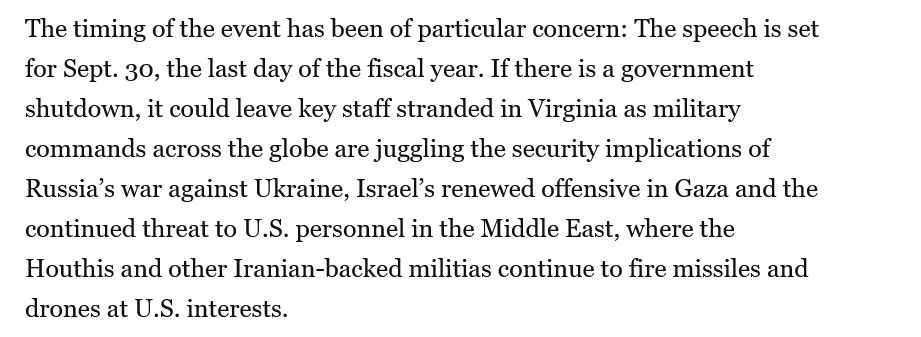 Letzter Absatz vom verlinkten Text. Wenn der neue US-Haushalt nicht verabschiedet wird, können die Teilnehmer am Treffen nicht zu ihren Posten zurückreisen. 