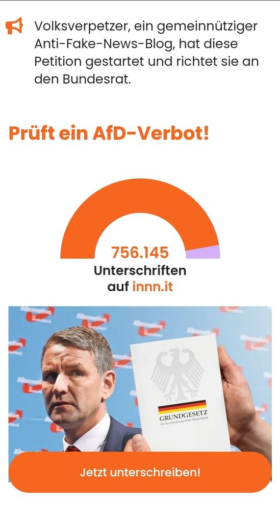 756.145 Stimmen für die Petition zur Prüfung des AfD Verbots