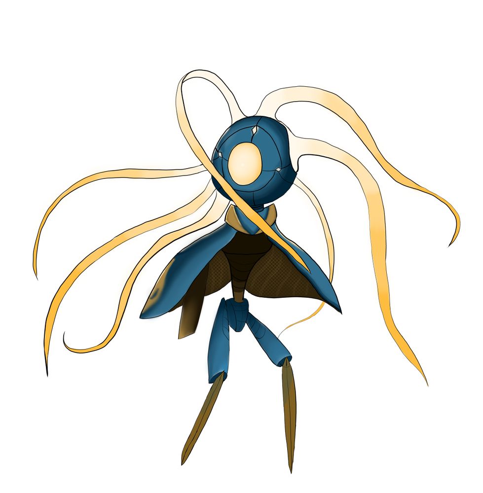 A digital drawing of MIO, a small robot and protagonist of the game MIO: Memories in Orbit. / A digital drawing of MIO, a small robot and protagonist of the game MIO: Memories in Orbit.