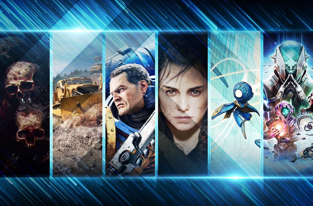 Six Focus games displayed in a row: Toxic Commando, RoadCraft, Space Marine 2, A Plague Tale: Requiem, MIO: Memories in Orbit, and Void Crew.