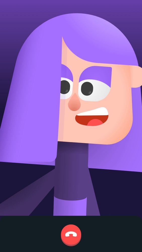 Duolingo Lily, really smiling.