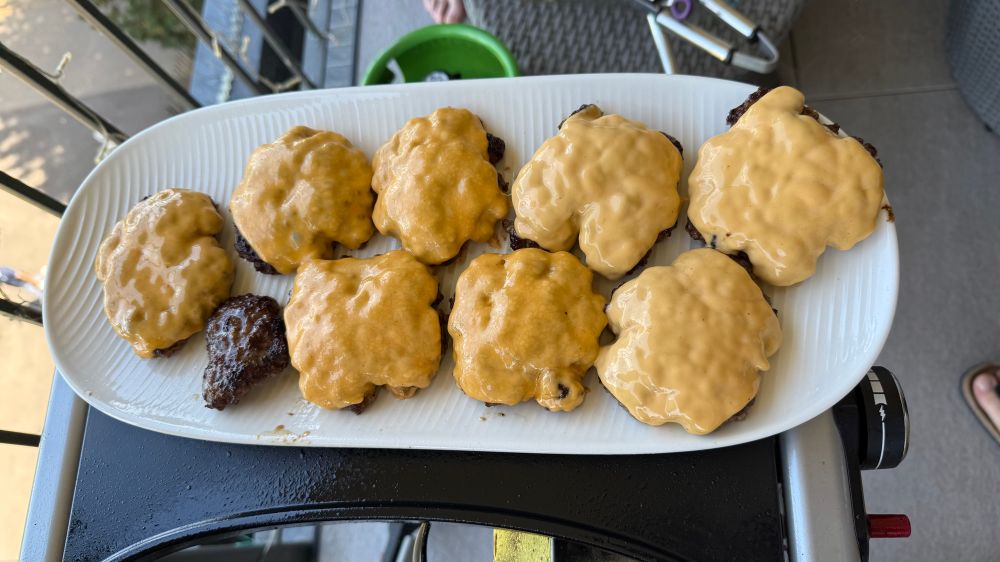 Smash burgers with cheese. 