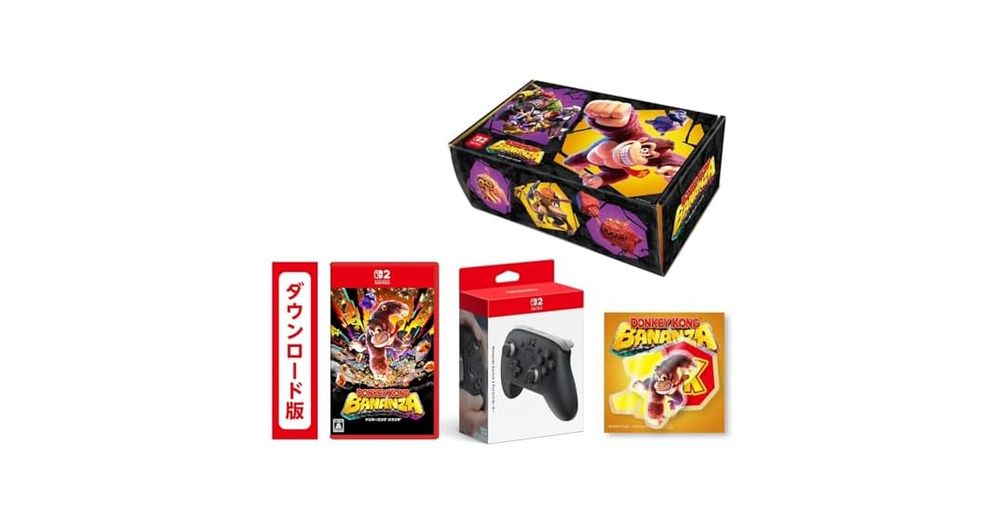 ドンキーコング バナンザ|オンラインコード版 &【オリジナルデザインBOX入り】【任天堂純正品】Nintendo Switch 2 Proコントローラー 【Amazon.co.jp限定特典】ダイカットステッカー3種セット 同梱