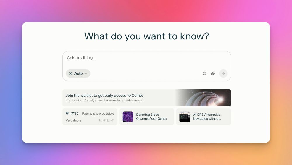 Image of perplexity search interface