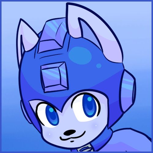 old style megaman as a dog
