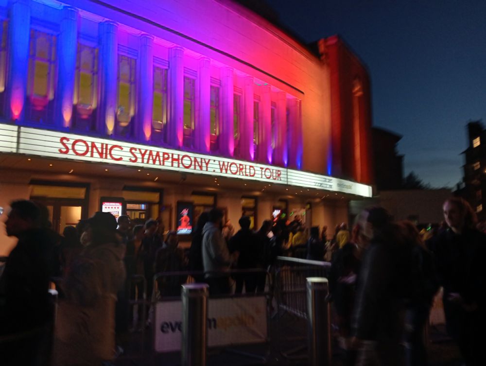 Sonic Symphony World Tour venue with rainbow lights