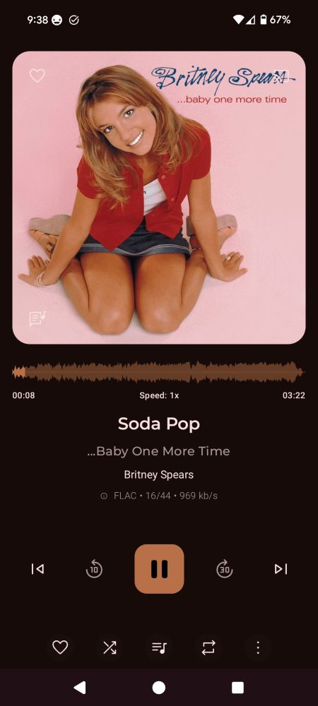 A screenshot of my phone playing Soda Pop from Britney's first album
