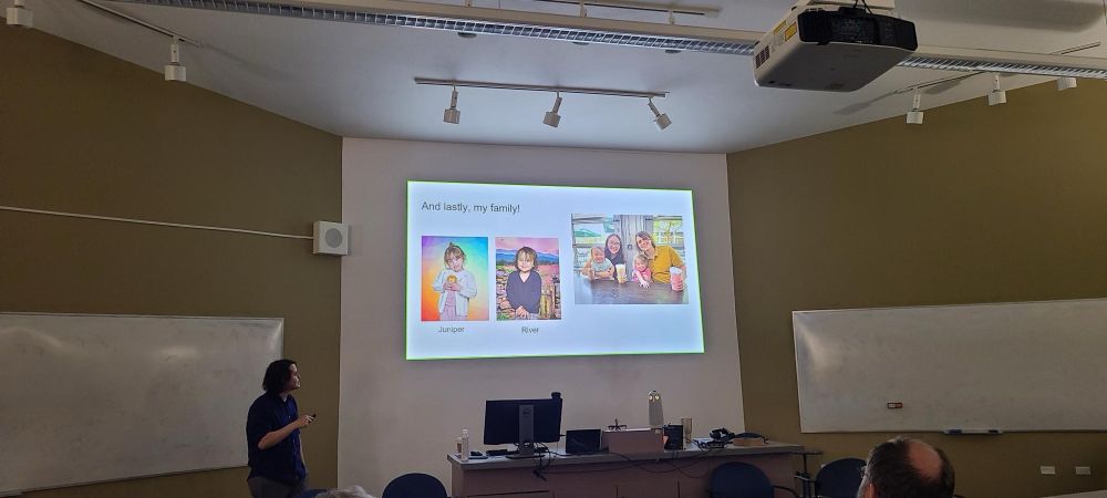Xavier presents a slide thanking his kids for being adorable 
