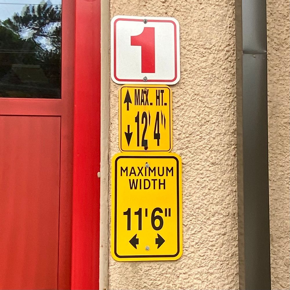 Height and width measurements for the fire station door.