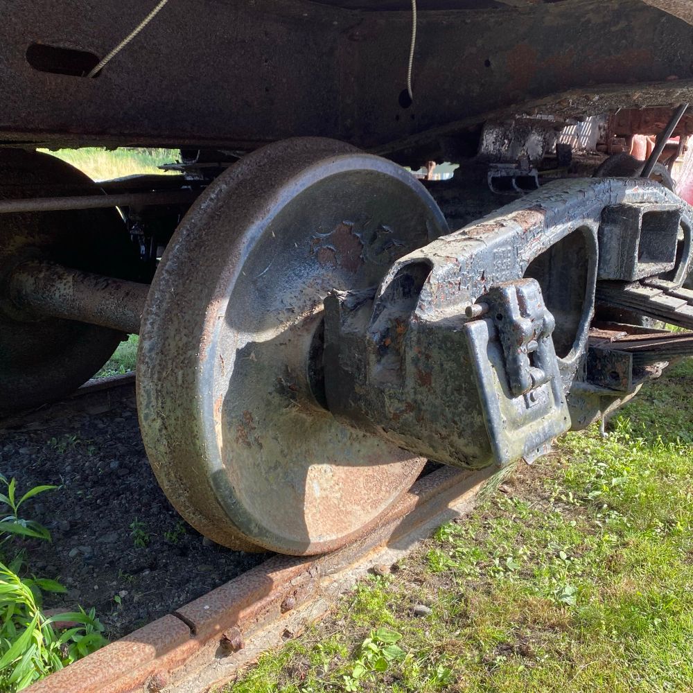 The train wheel from a caboose.