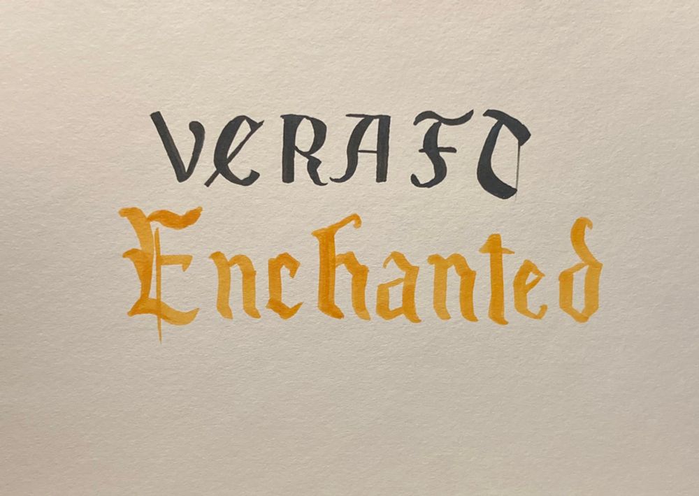 text in medieval font that reads, “VCRAFT Enchanted”