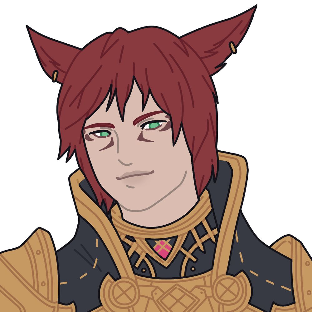 Lined artwork of a Miqo'te.