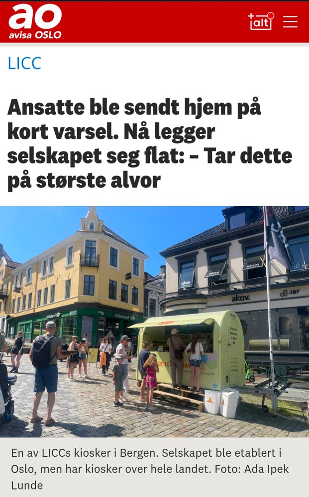 ao avisa OSLO

LICC

Ansatte ble sendt hjem på kort varsel. Nå legger selskapet seg flat: - Tar dette på største alvor