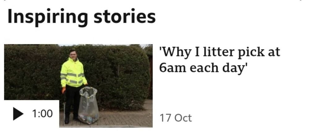 the most inspiring thing in the UK for the last 4 weeks is the world's most boring man putting trash in a bag in the morning