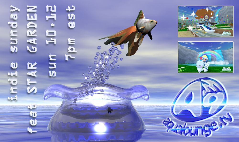 the aqualounge.tv indie sunday flyer for sun 10.12 at 7pm est, featuring STAR GARDEN