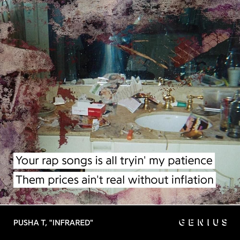 Your rap songs is all tryin' my patience. Them prices ain't real without inflation.
