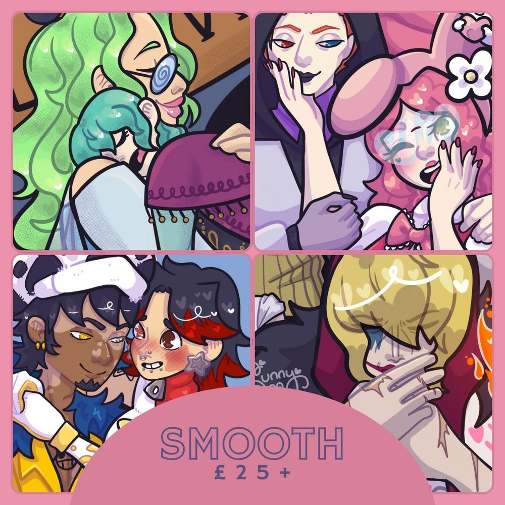 A 2x2 grid featuring smooth line example illustrations and the starting price of £25