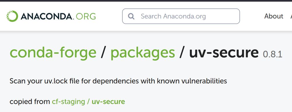 Screenshot of uv-secure package page